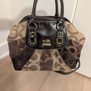 Vintage Coach Brown and Tan Women's Bag